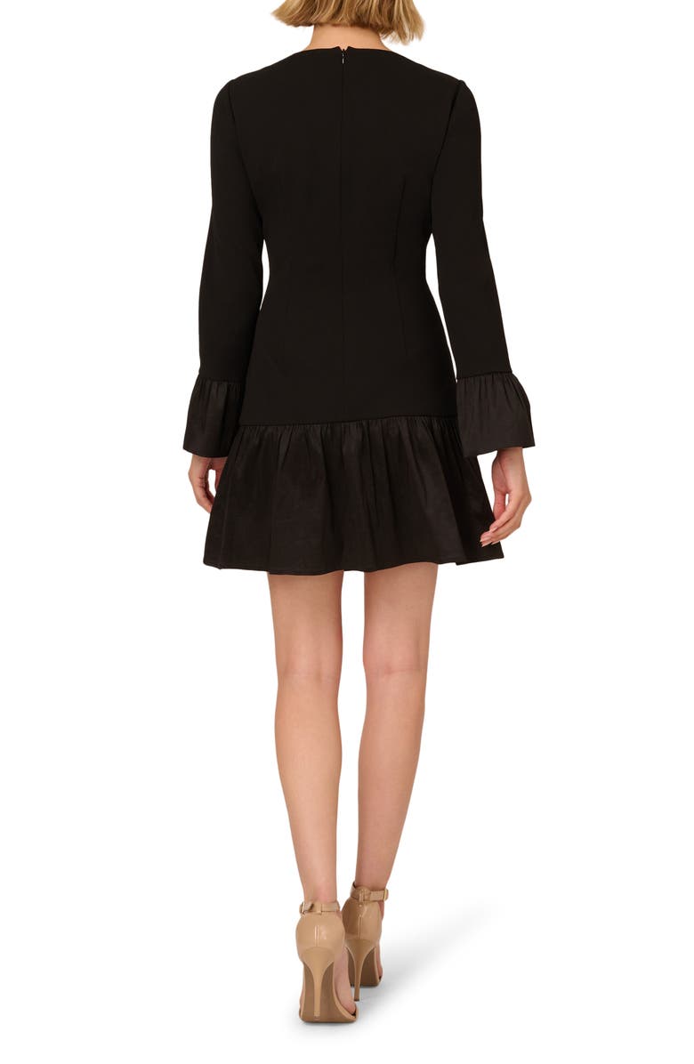 Adrianna Papell Long Sleeve Crepe & Taffeta Minidress, Alternate, color, 