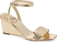 Roger Vivier Belle Vivier Metallic Ankle Strap Wedge Sandal