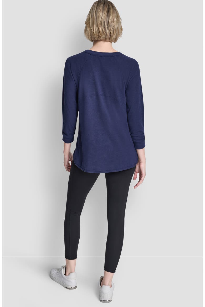 Slub Waffle High-Low T-Shirt, Alternate, color, PEACOAT