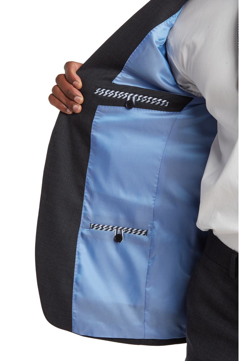 Black Birdseye Stretch Suit Jacket, Alternate, color, CHARCOAL