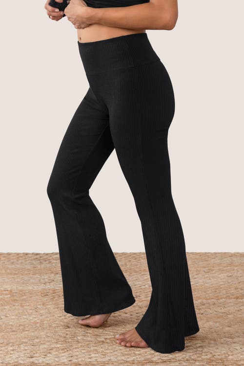 Jjwinks The Getaway Ribbed Lounge & Sleep Pants With Flare In Black