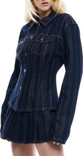 Rider Topstitch Detail Denim Jacket