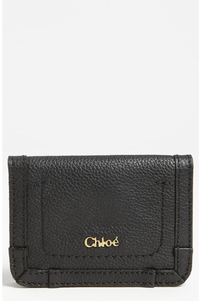 'Paraty' Leather Card Holder, Main, color, BLACK
