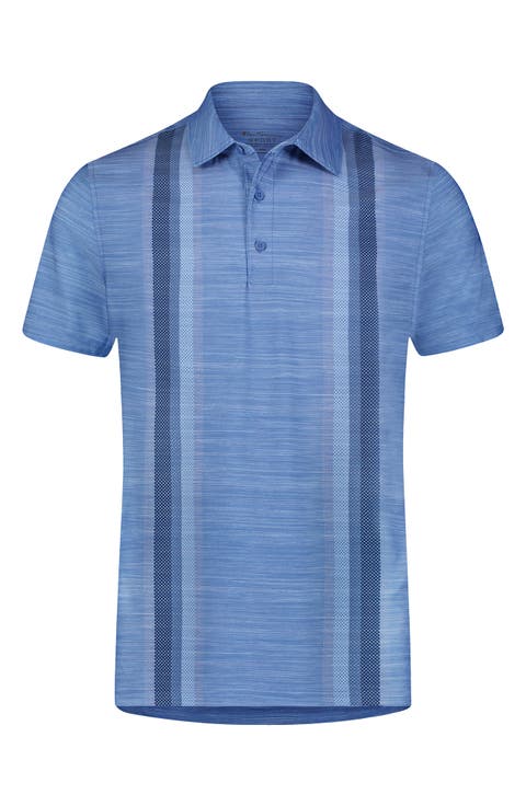 Sports Fit Stripe Tech Jersey Golf Polo