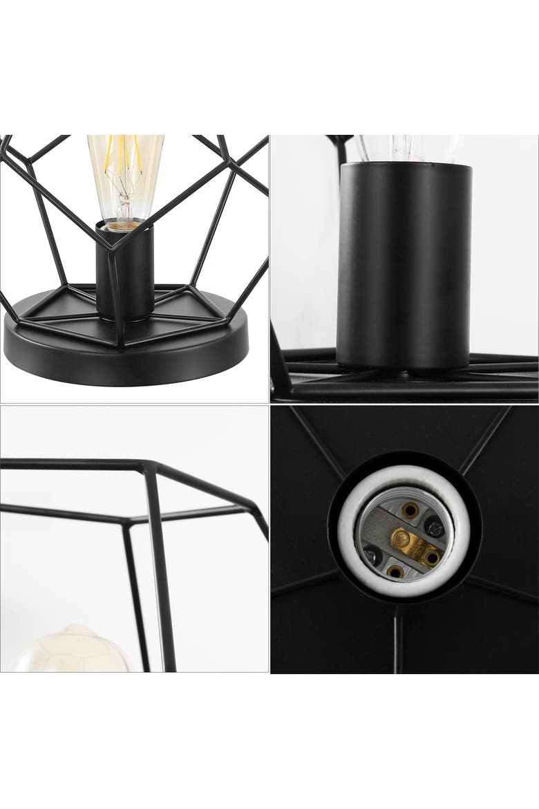 James MidCentury Glam Metal/Marble Geometric LED Table Lamp, Alternate, color, Jet Black