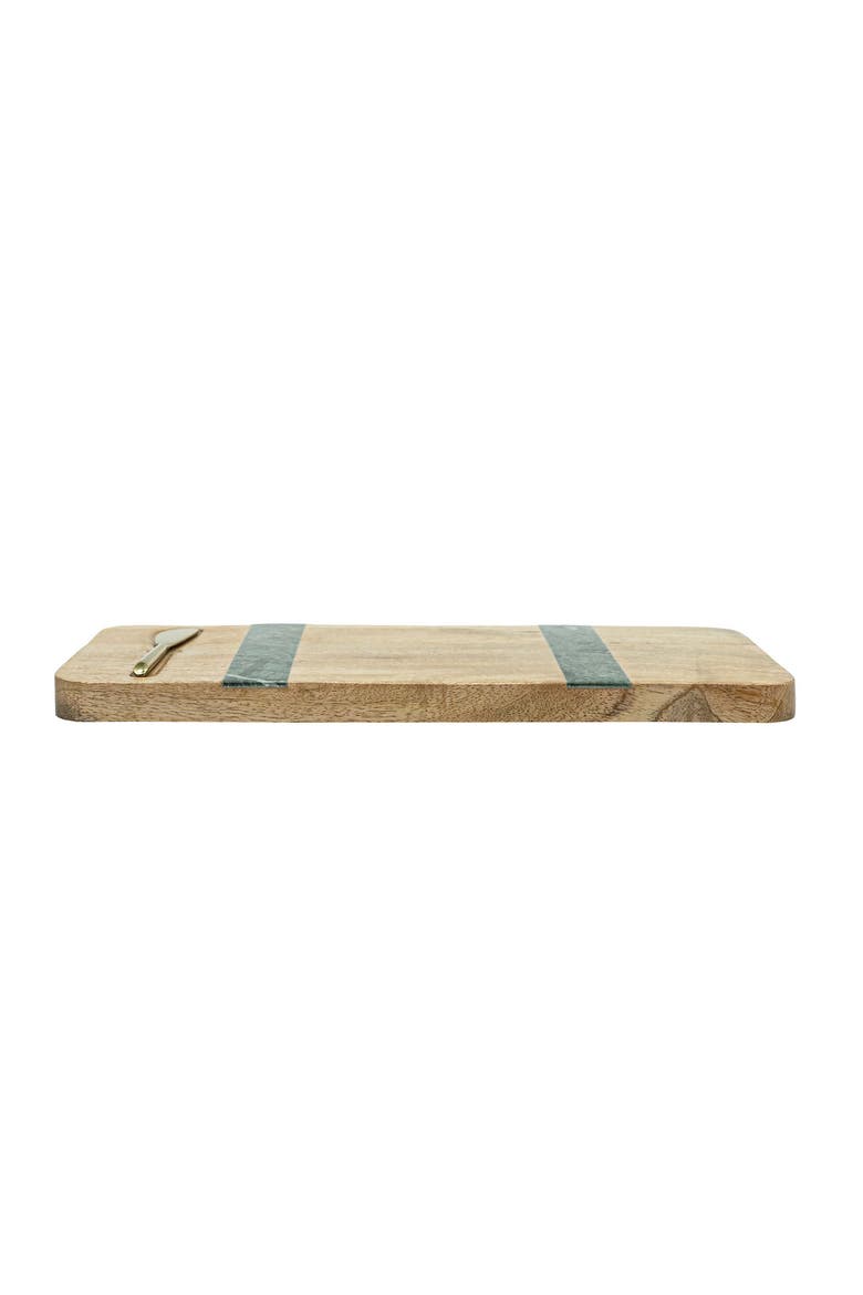 Cillian Dark Green Marble Tray with Spreader Set of 2, Alternate, color, Brown