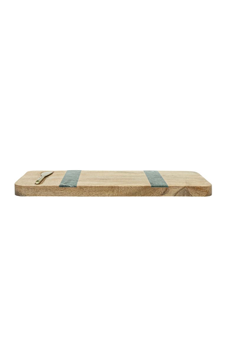 Foreside Home and Garden Cillian Dark Green Marble Tray with Spreader Set of 2, Alternate, color, Brown