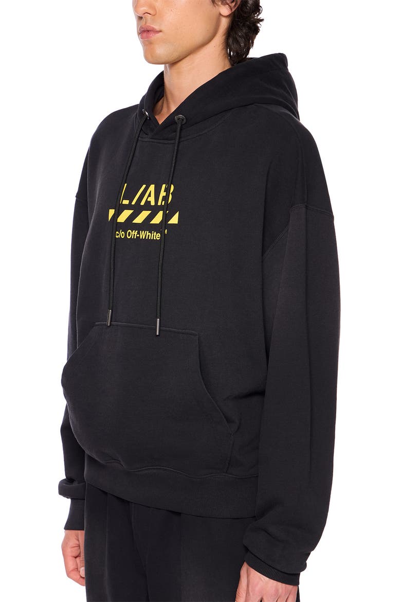 Diag Garment Cotton Washed Hoodie, Alternate, color, BLACK