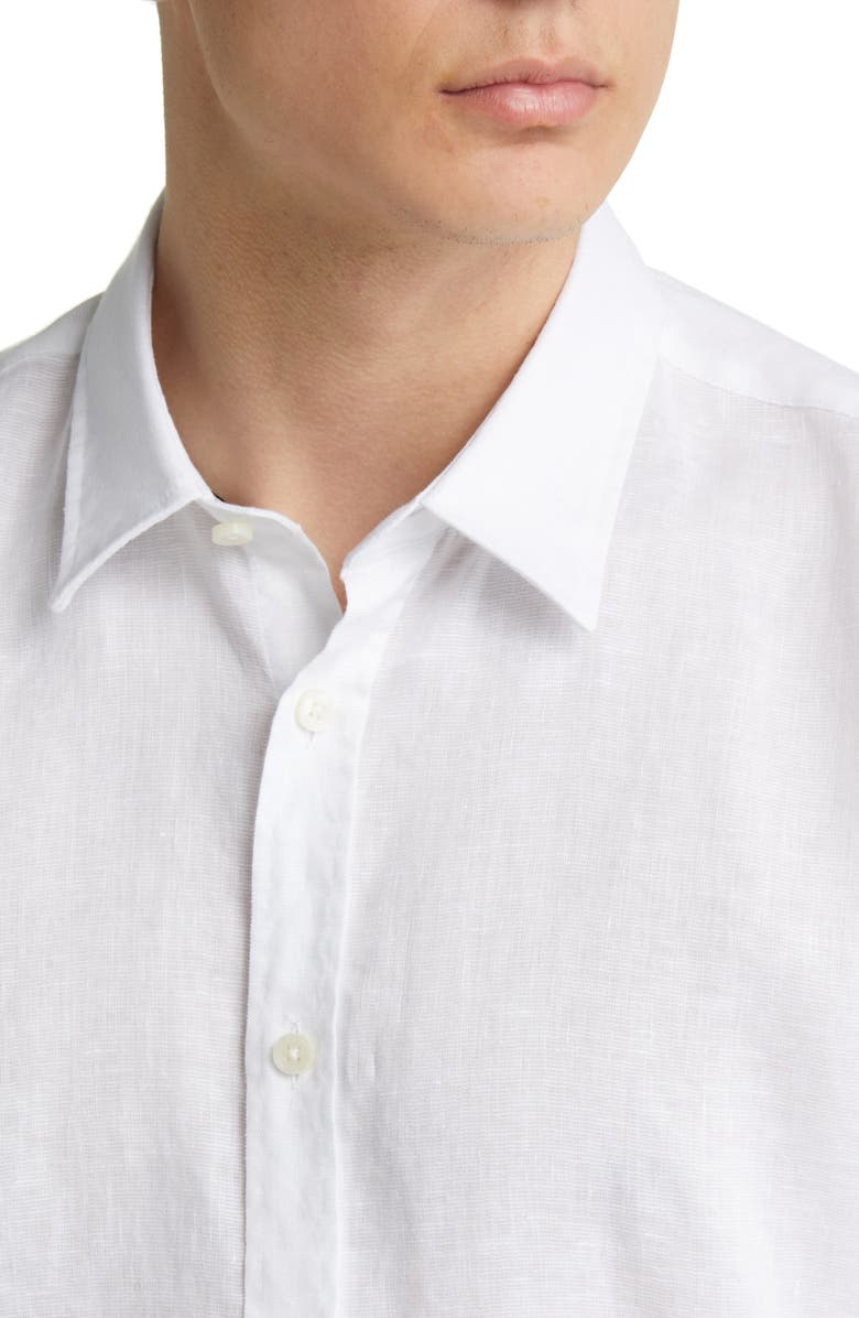 BOSS Roger Slim Fit Stretch Linen Blend Button-Up Shirt, Alternate, color, 