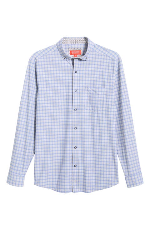 XC+™ Motion Gingham Check Knit Button-Up Shirt