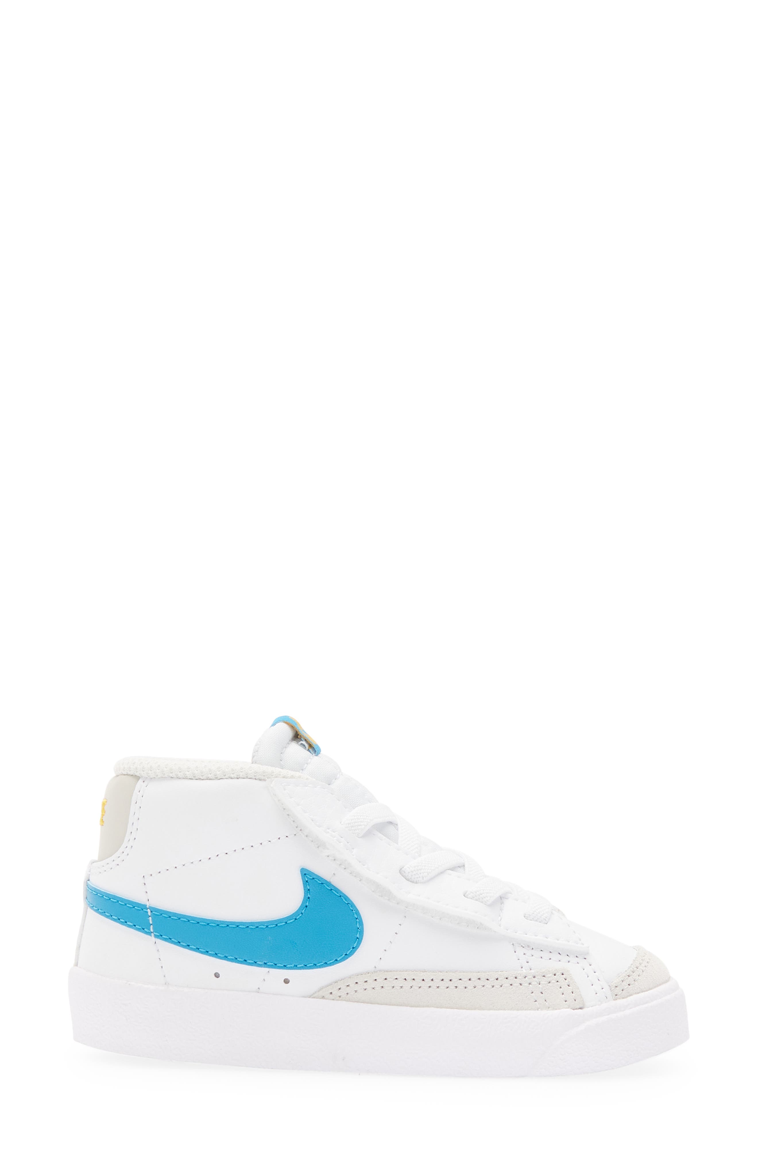 Kids' Blazer Mid '77 Sneaker, Alternate, color, WHITE/ BLUE/ YELLOW/ BONE