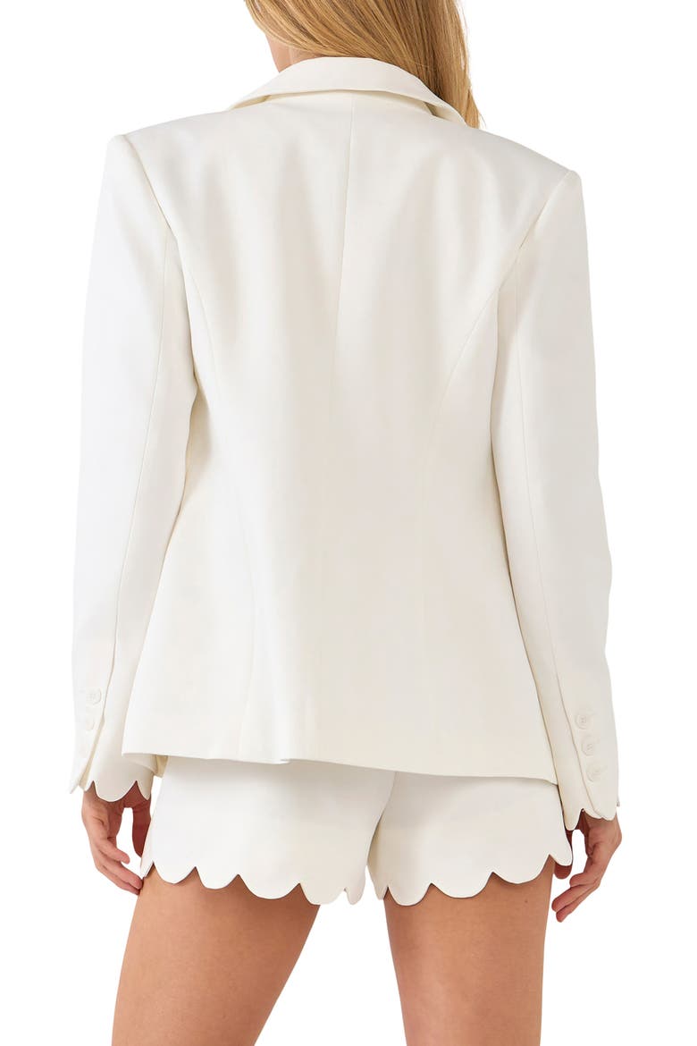 Scallop Single Button Blazer, Alternate, color, WHITE