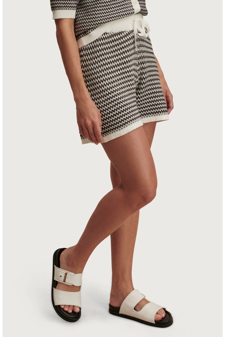 Villiers Cotton Knit Drawstring Shorts, Alternate, color, SNOW WHITE / BLACK