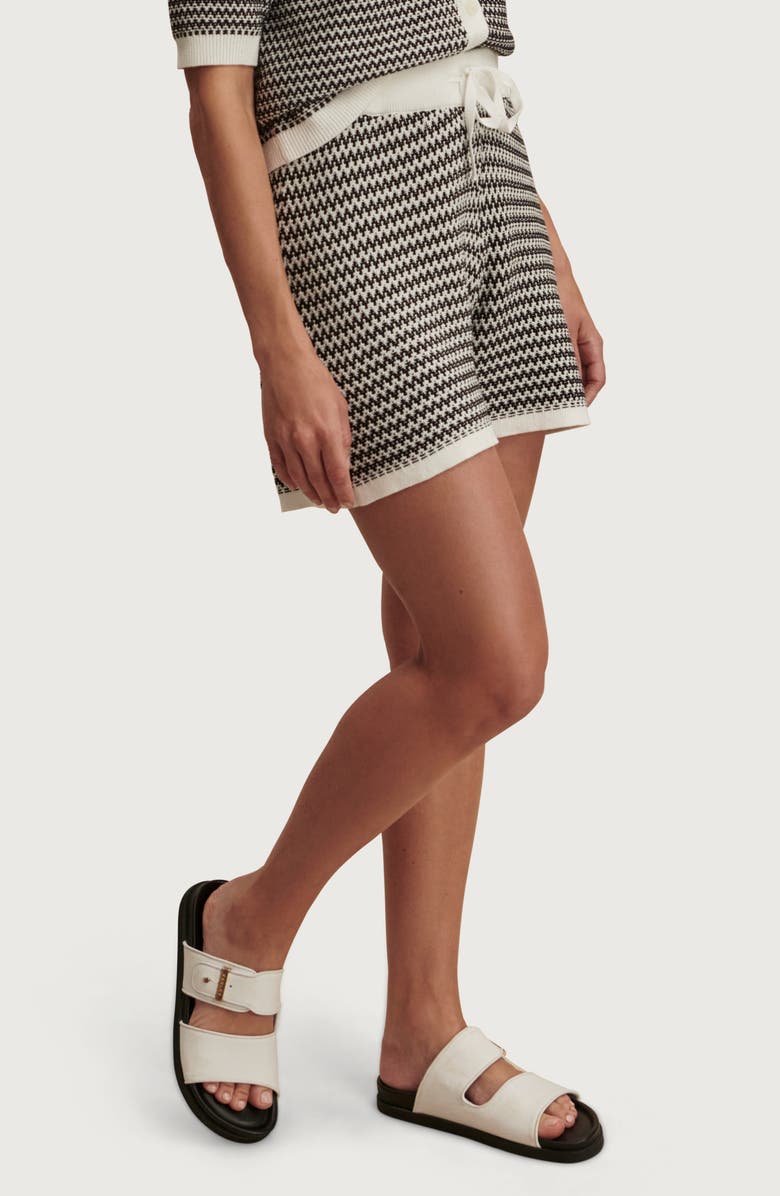 Varley Villiers Cotton Knit Drawstring Shorts, Alternate, color, Snow White / Black