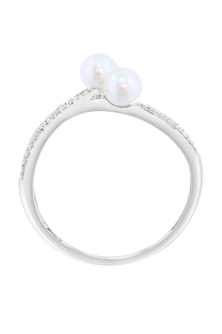 Sterling Silver Akoya Pearl & Diamond Ring, Alternate, color, WHITE