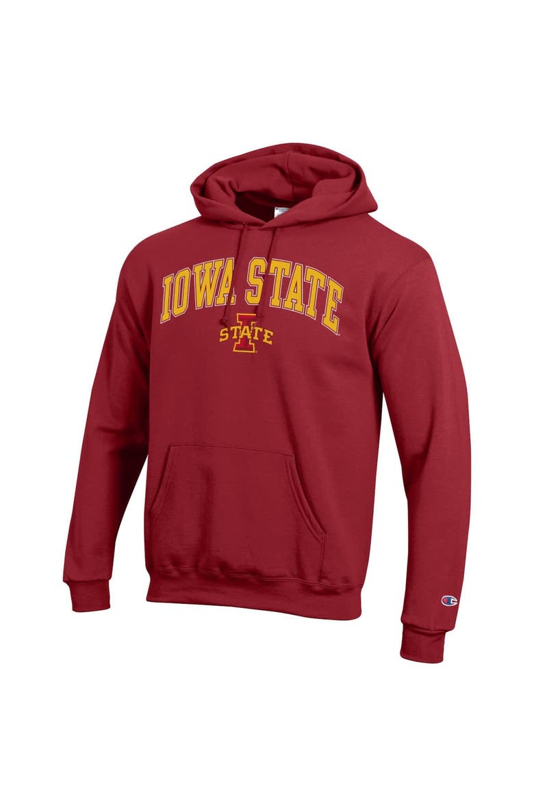Men's Champion  Cardinal Iowa State Cyclones Arched Logo Fleece Pullover Hoodie, Alternate, color, Cardinal