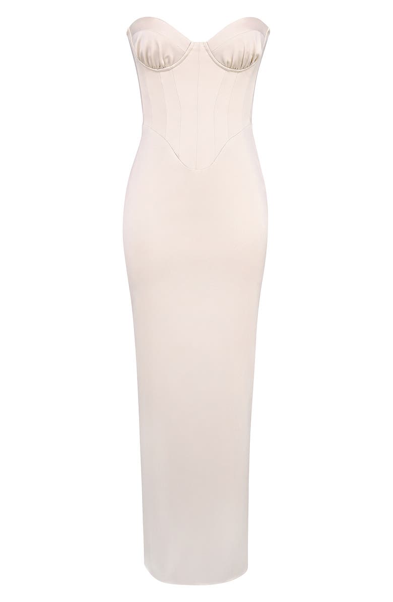 HOUSE OF CB Valeria Strapless Corset Gown, Alternate, color, Silver Peony