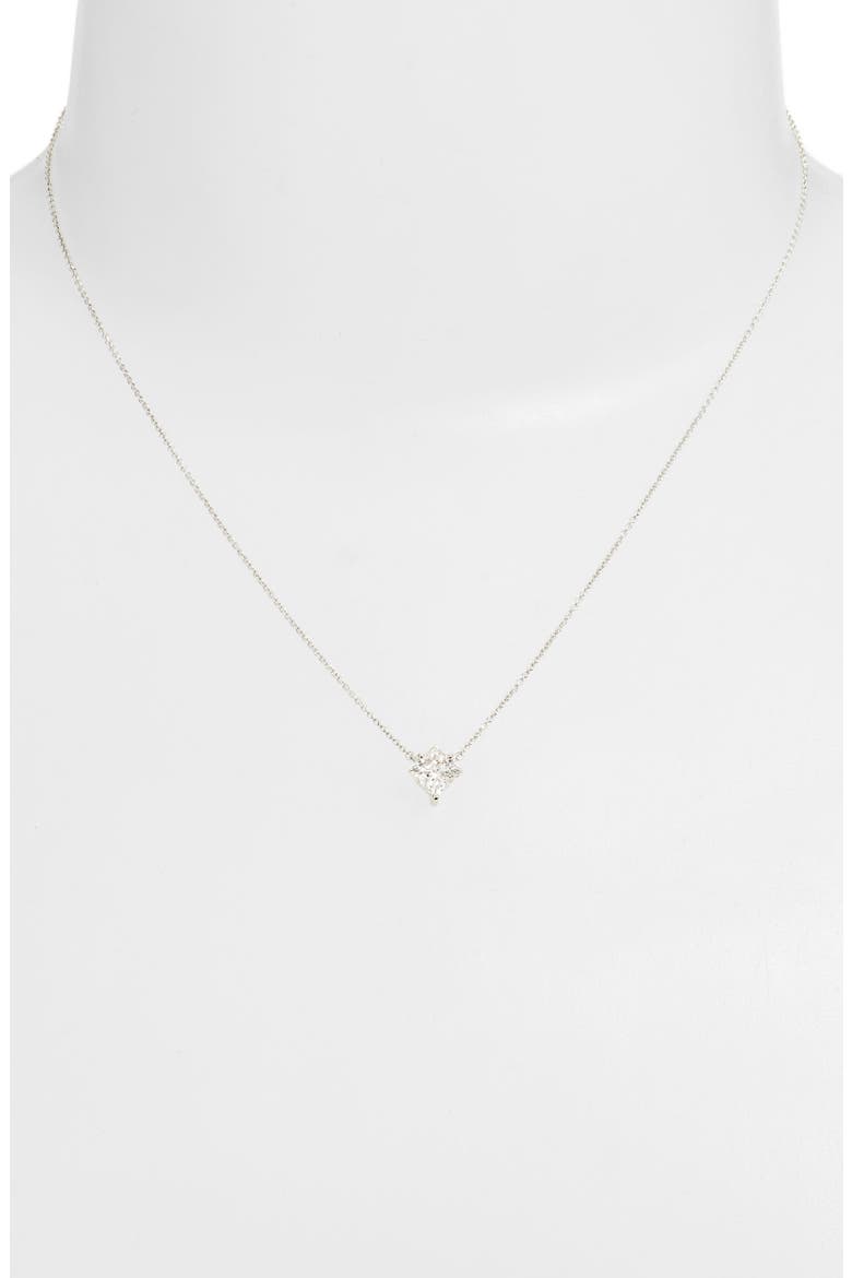 1-Carat Princess Cut Lab-Grown Diamond Pendant Necklace, Alternate, color, WHITE/ 14K WHITE GOLD