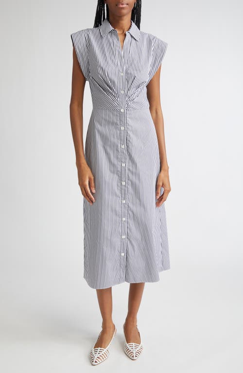 Veronica Beard Haydon Stripe Cotton Blend Shirtdress