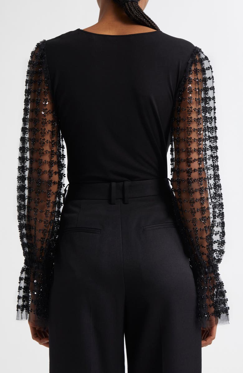 Elie Tahari The Robinne Beaded Sleeve Top, Alternate, color, 