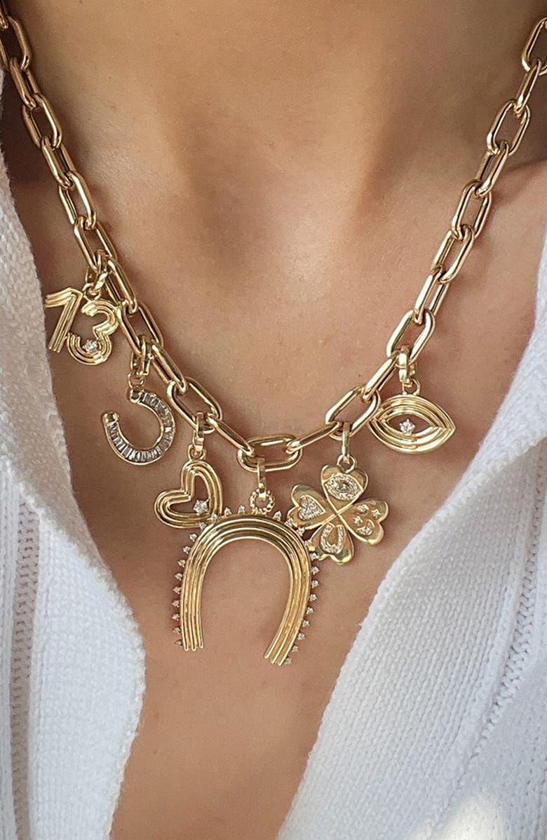 Adina Reyter Groovy Evil Eye Charm, Alternate, color, Yellow Gold