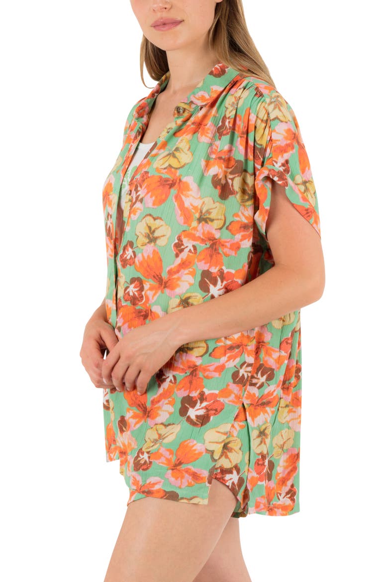 Ginko Clouds Floral Button-Up Shirt, Alternate, color, GINKO GREEN