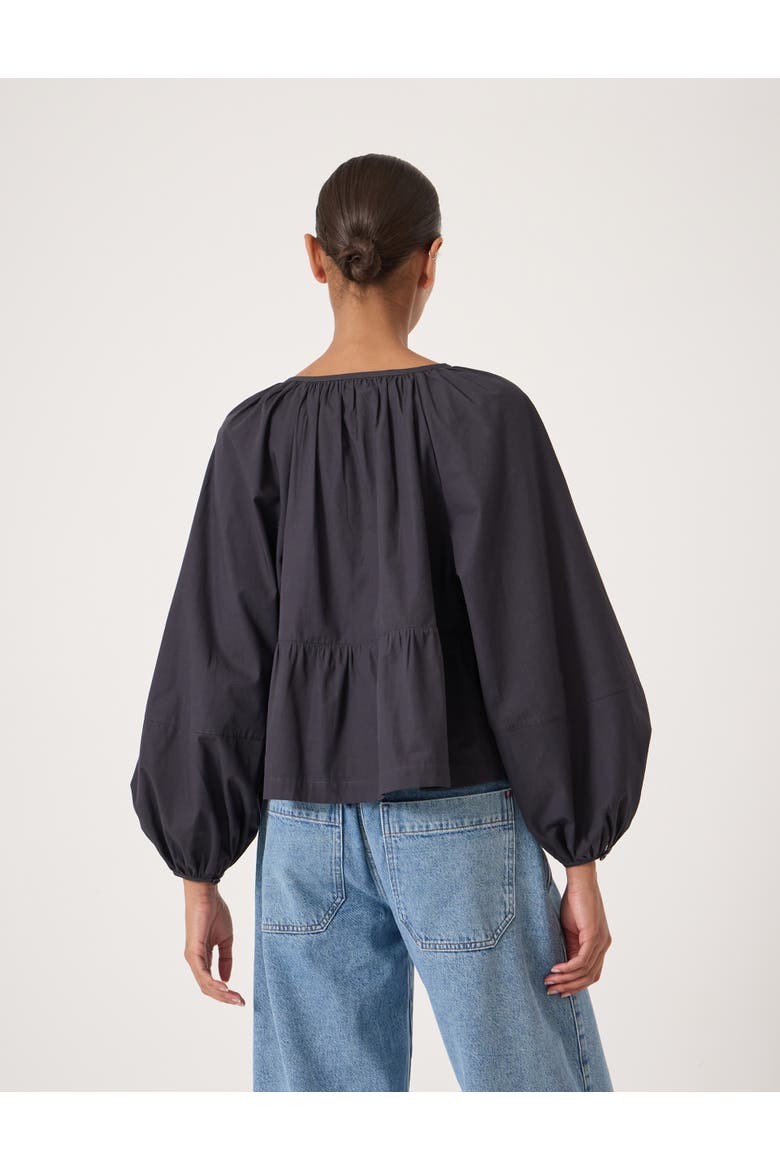 Beck Cotton Peplum Blouse, Alternate, color, Navy Blue