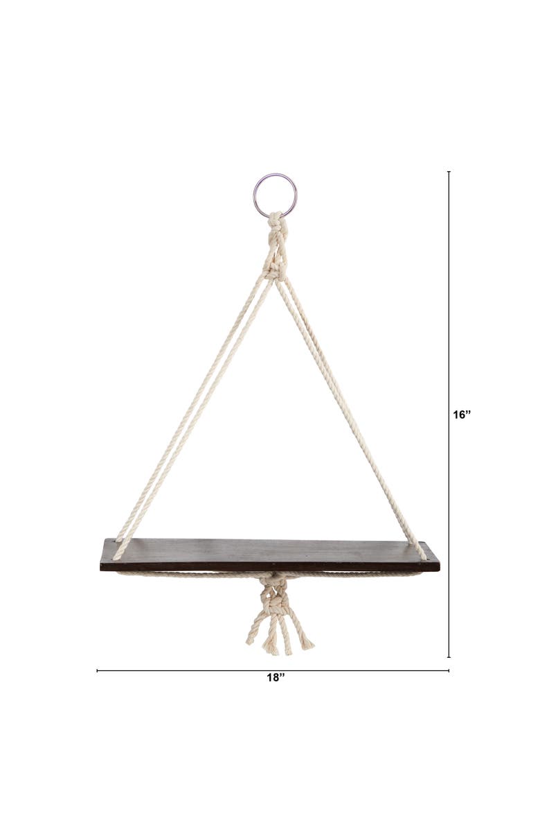 NEARLY NATURAL 18-in x 16-in Hand Crafted Macrame Wall Hanging with Wooden Shelf, Alternate, color, Cream