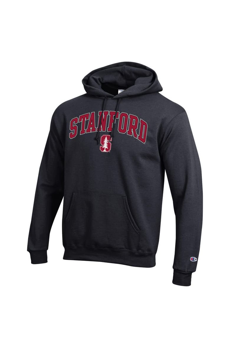 Men's Champion  Black Stanford Cardinal Arch Over Logo Pullover Hoodie, Alternate, color, Black