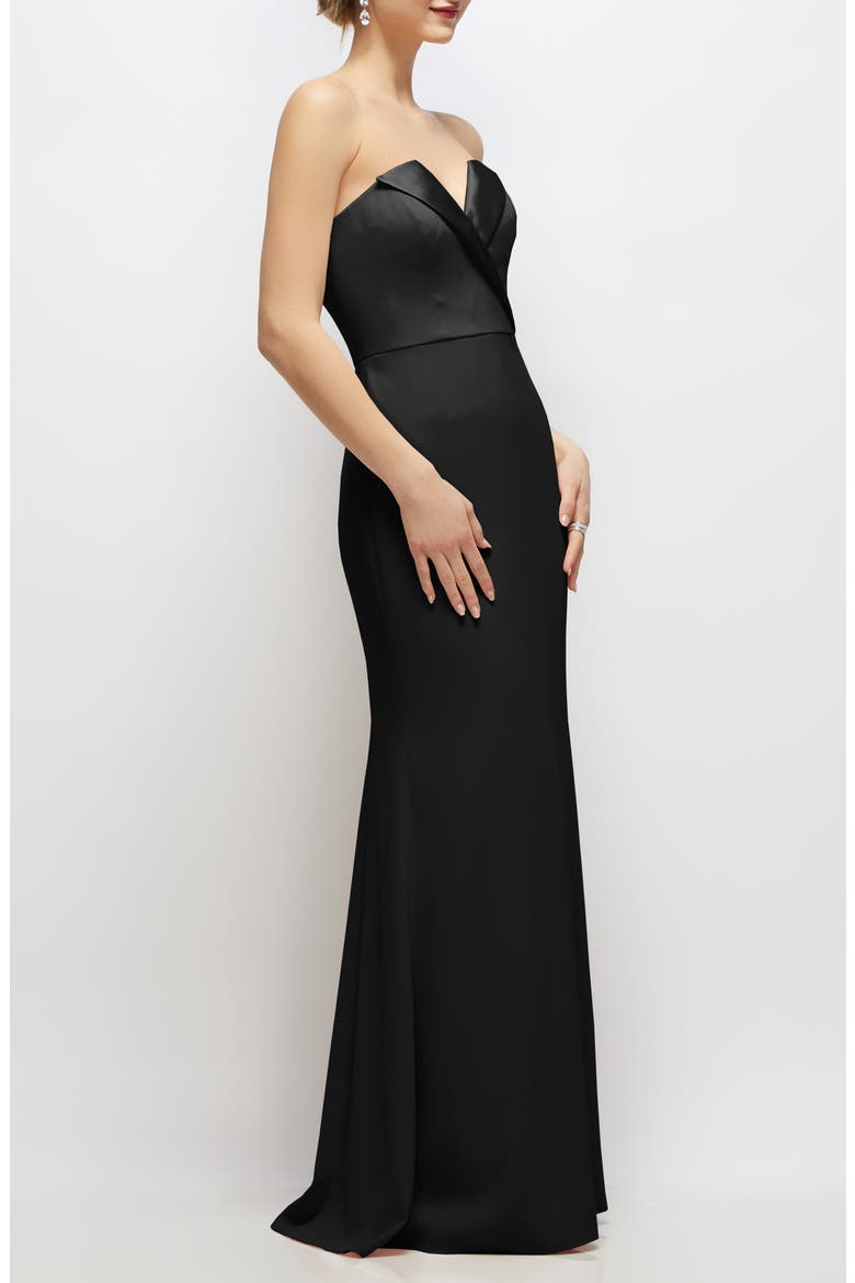 Strapless Tuxedo Gown, Alternate, color, BLACK