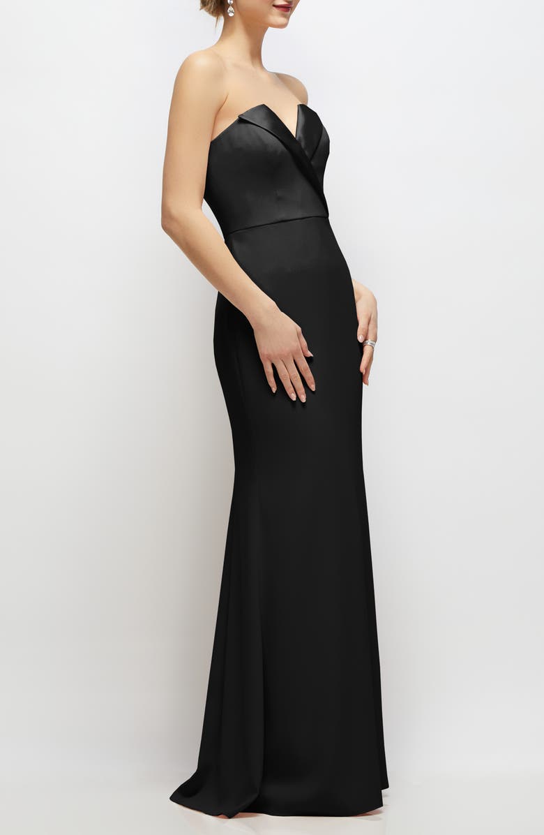 After Six Strapless Tuxedo Gown, Alternate, color, Black