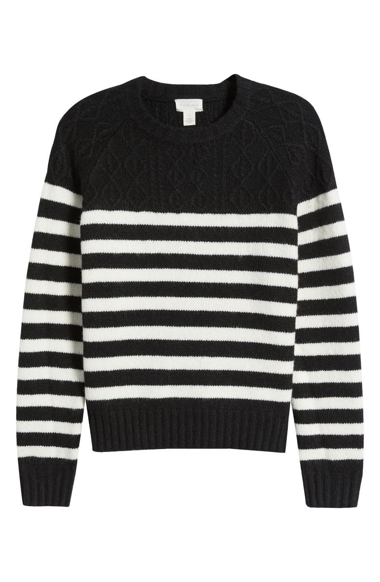 Caslon<sup>®</sup> Stripe Crewneck Sweater, Alternate, color,