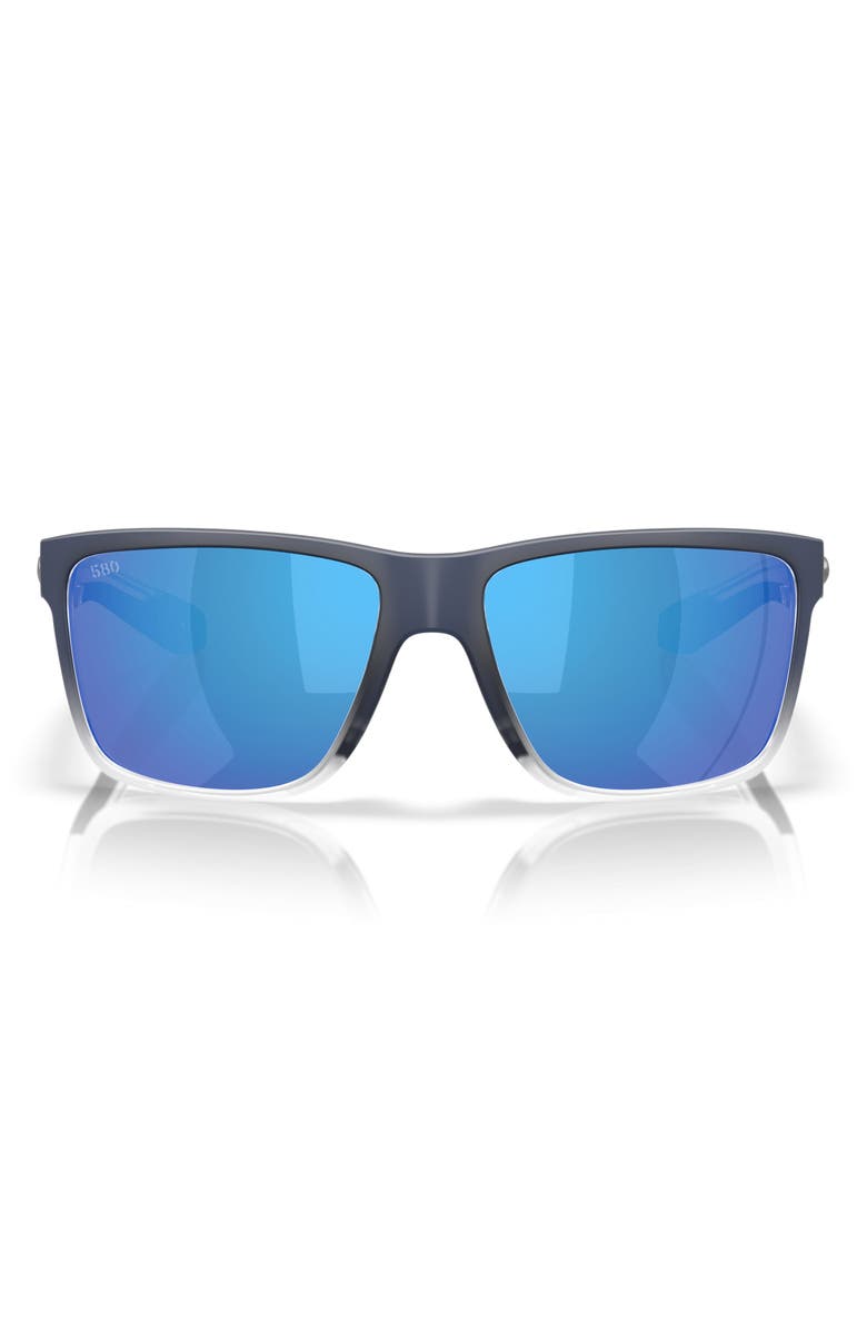 Costa Del Mar 58mm Broadbill II Polarized Rectangle Sunglasses, Main, color, Deep Blue Fade / Blue 580G
