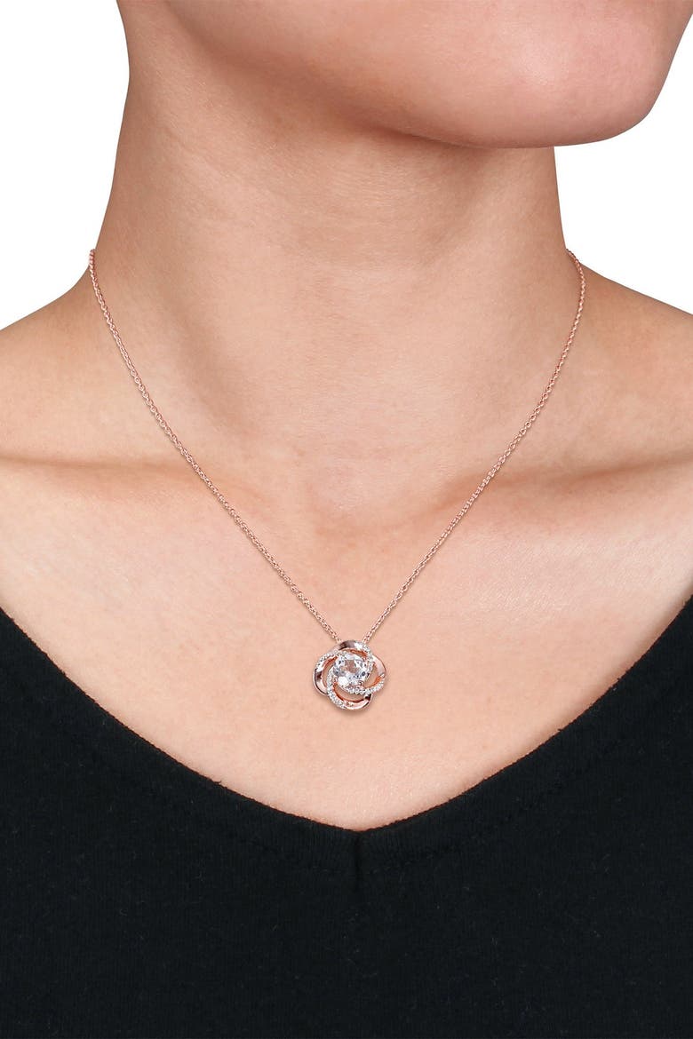 18K Rose Gold Vermeil White Topaz Swirl Pendant Necklace, Alternate, color, ROSE