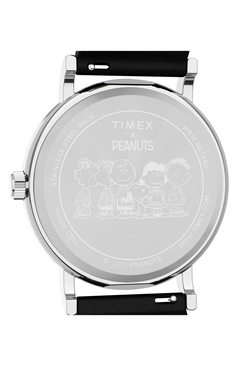 Timex<sup>®</sup> x Peanuts Weekender 75th Anniversary Edition Leather Strap Watch, 38mm, Alternate, color, White