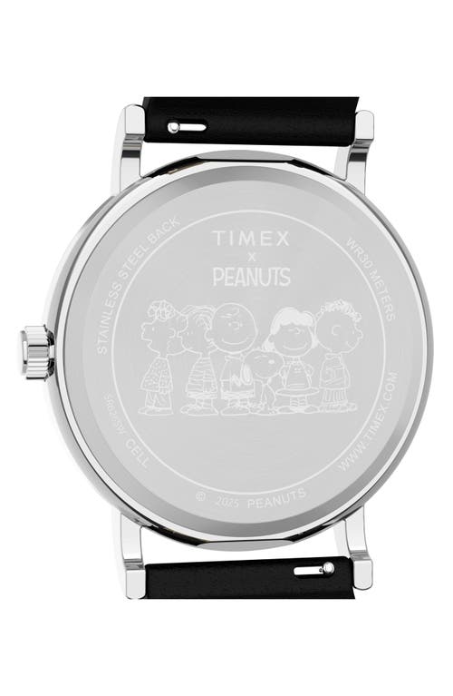 Timex ® X Peanuts Weekender 75th Anniversary Edition Leather Strap Watch, 38mm In Black
