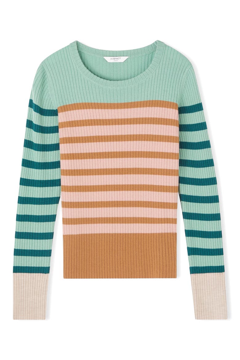 Love Stripe Rib Knit Sweater, Alternate, color, CORAL MULTI