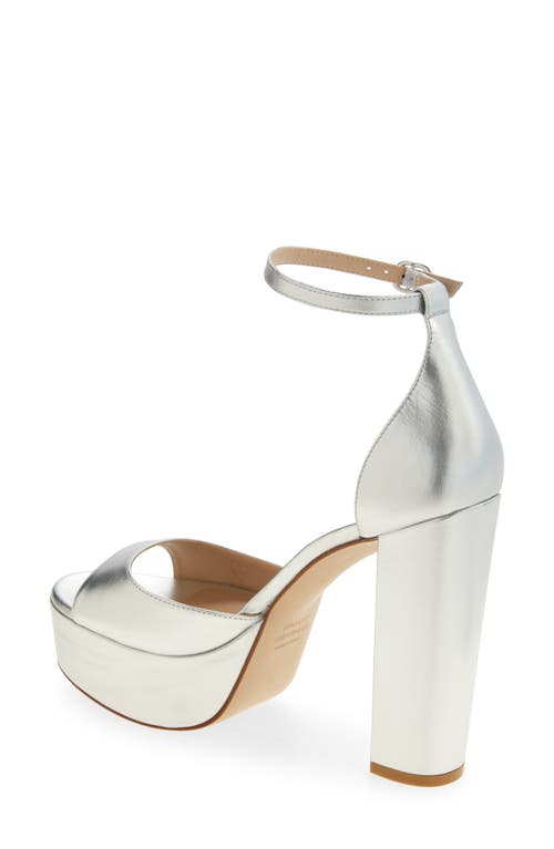 Stuart Weitzman Pamela Metallic Platform Sandal In Silver
