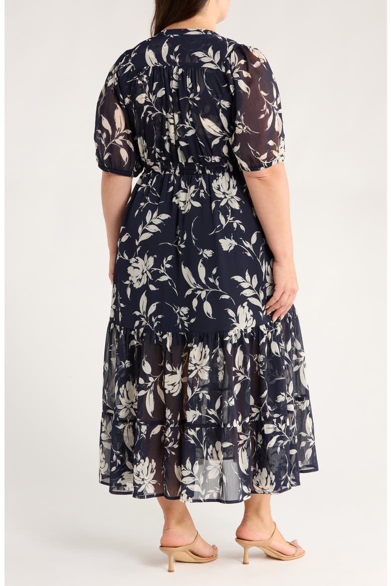 Kira Print Drawstring Maxi Dress, Alternate, color, NAVY WHITE FLORAL