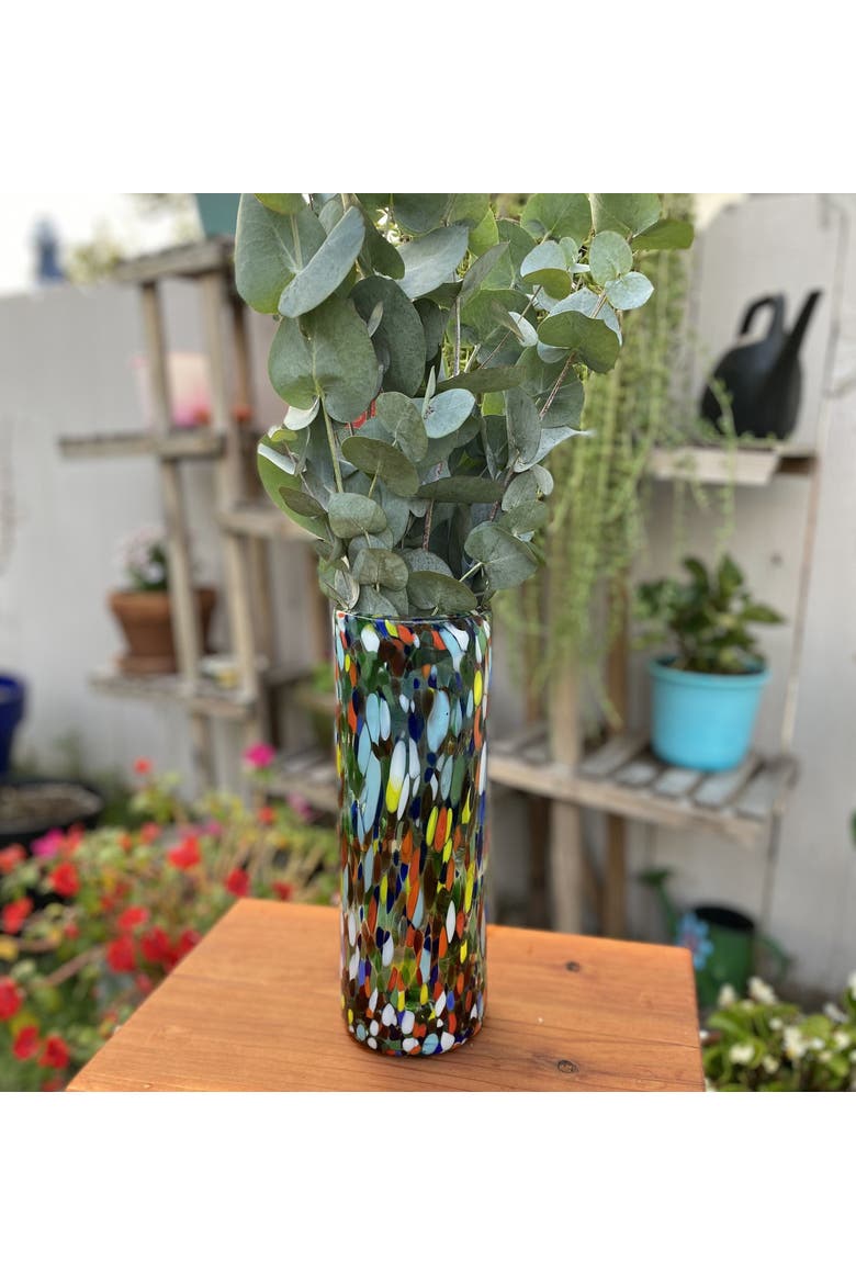 Hand Blown Glass Vase, Alternate, color, Confetti