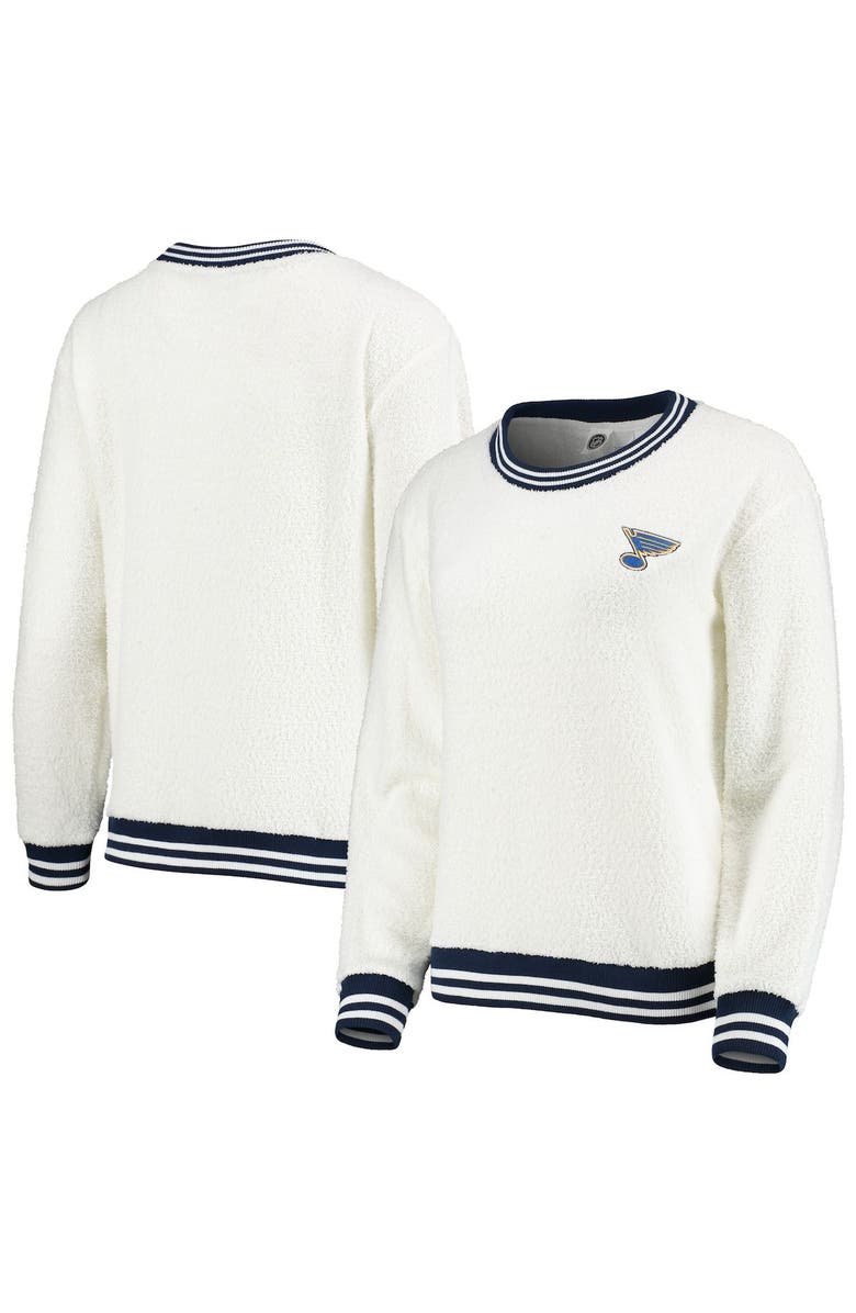 CONCEPTS SPORT Women's Concepts Sport Cream/Navy St. Louis Blues Granite Sherpa Pullover Sweatshirt, Main, color, 