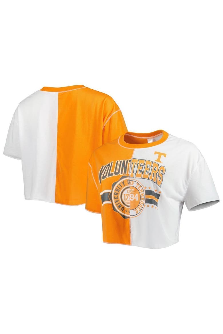 Women's ZooZatz Tennessee Orange/White Tennessee Volunteers Colorblock Cropped T-Shirt, Main, color, Orange