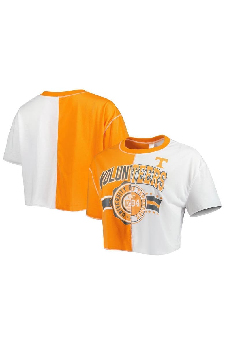 ZOOZATZ Women's ZooZatz Tennessee Orange/White Tennessee Volunteers Colorblock Cropped T-Shirt, Main, color, 