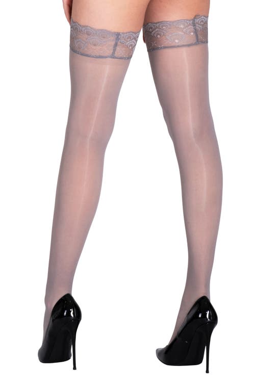 Lechery ® Lustrous Silky Glossy 20 Thigh High Stockings In Gray