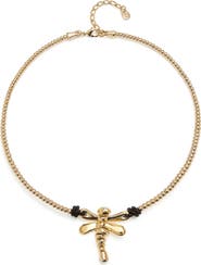 UNODE50 Short pendant necklace with dragonfly