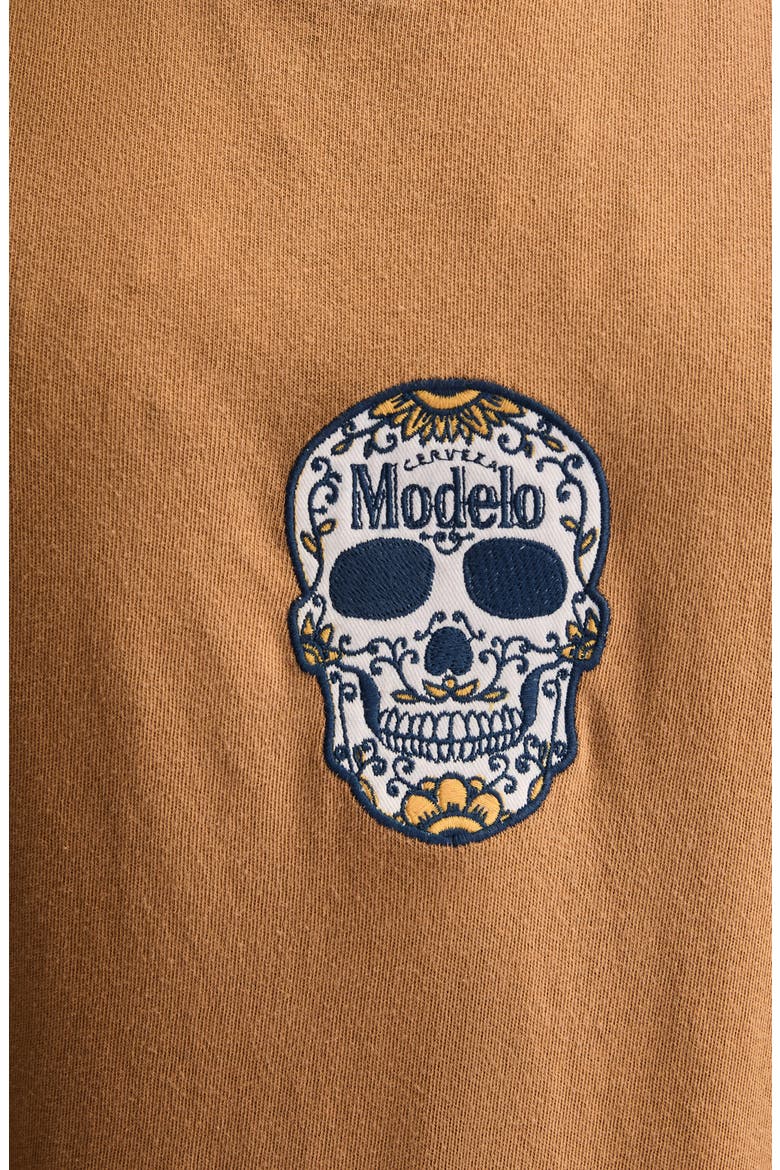 Modelo Small Skull Embroidered T-Shirt, Alternate, color, TOBACCO BROWN