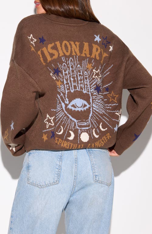 Spiritual Gangster Divine Eye Delaney Cardigan In Brown