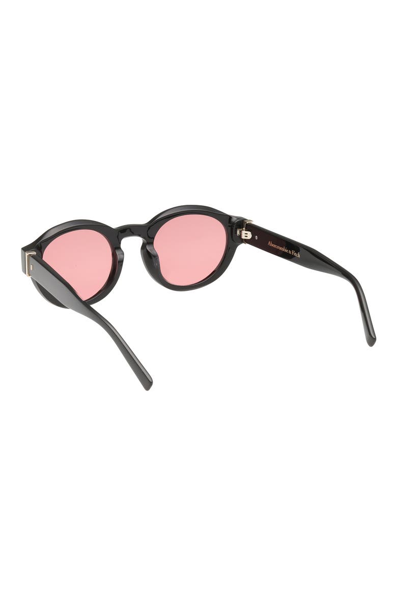 49mm Round Sunglasses, Alternate, color, SHINY BLACK / ROSE LENS