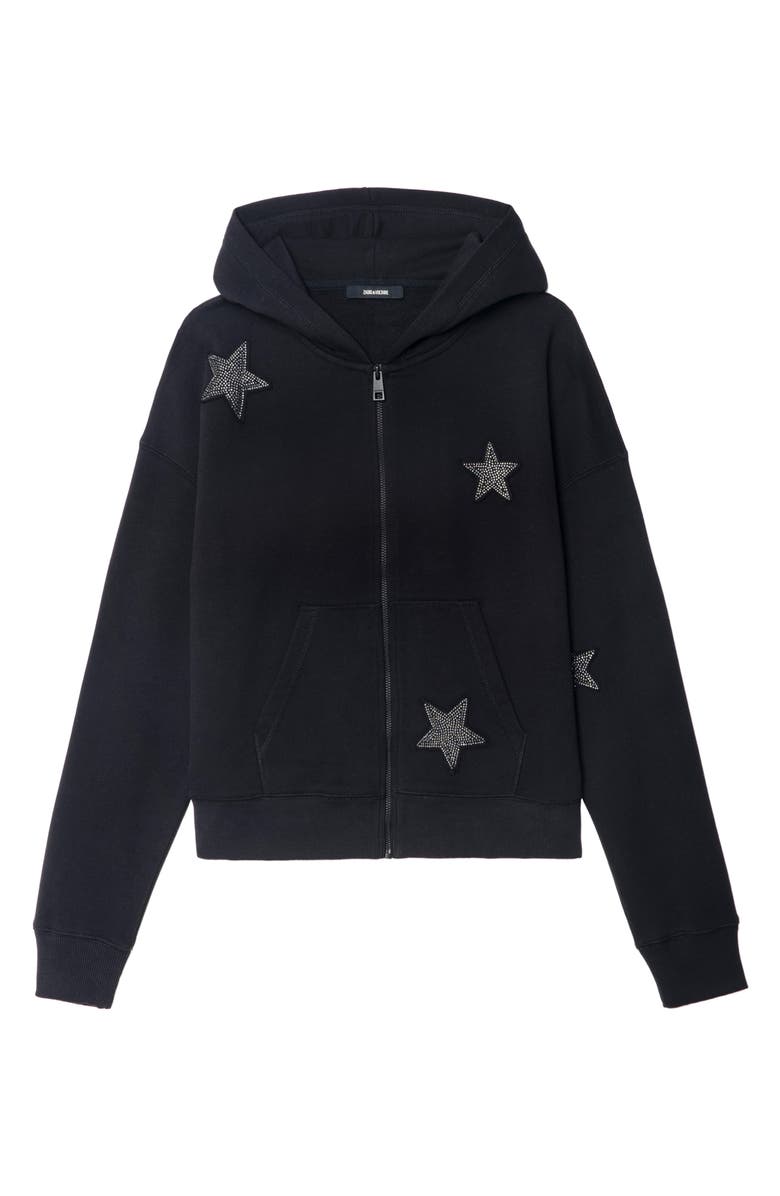Zadig & Voltaire Mia Strass Rhinestone Star Hoodie, Alternate, color, Black