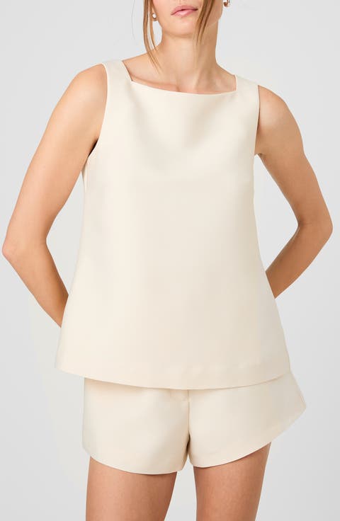 Structured Taffeta Sleeveless A-Line Top